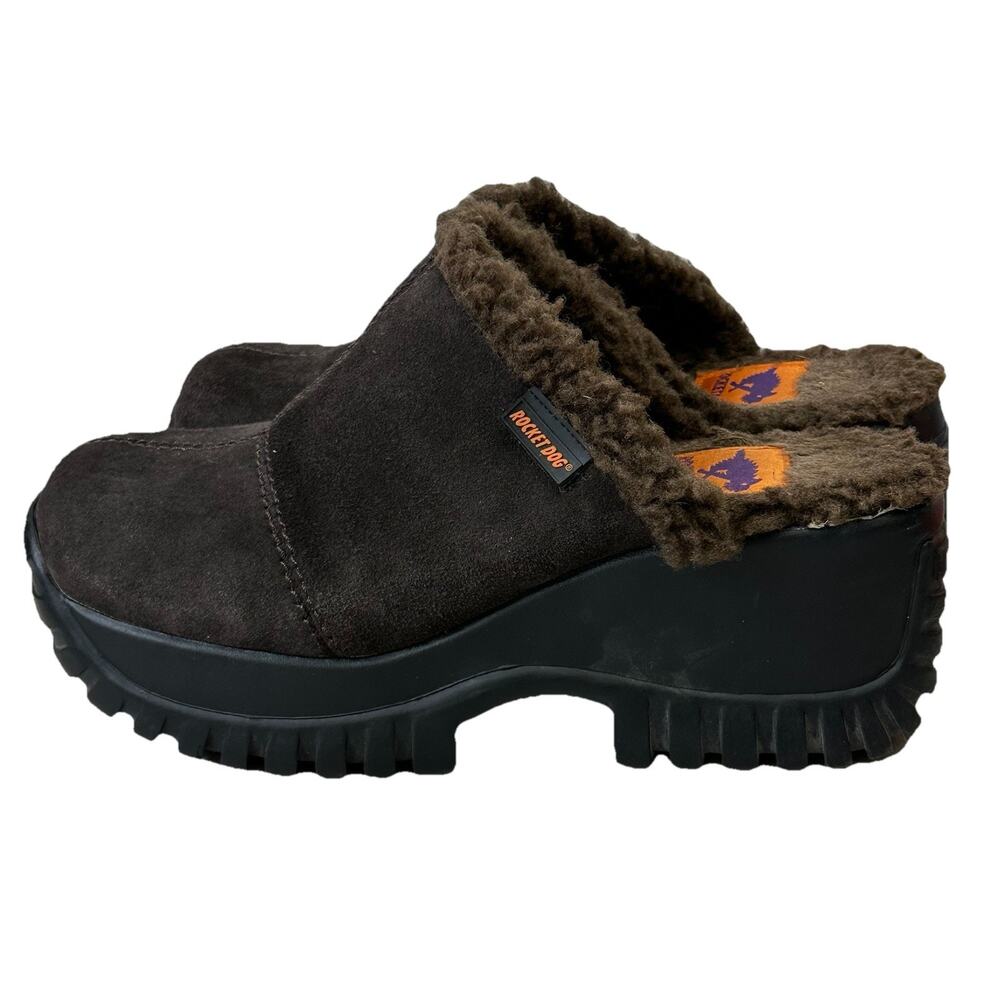 Rocket Dog Fran Chunky Platform Clogs Dark Brown Suede Sz 9 Women EUC Y2K , GenZ
